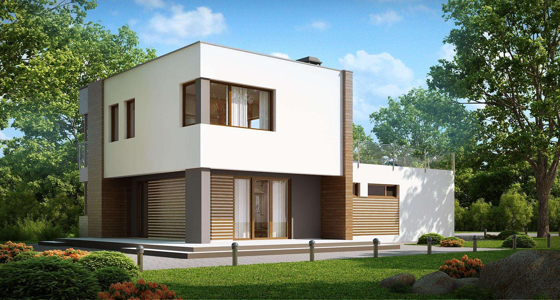 Fatada Casă cu etaj 95 mp utili, un dormitor, o baie