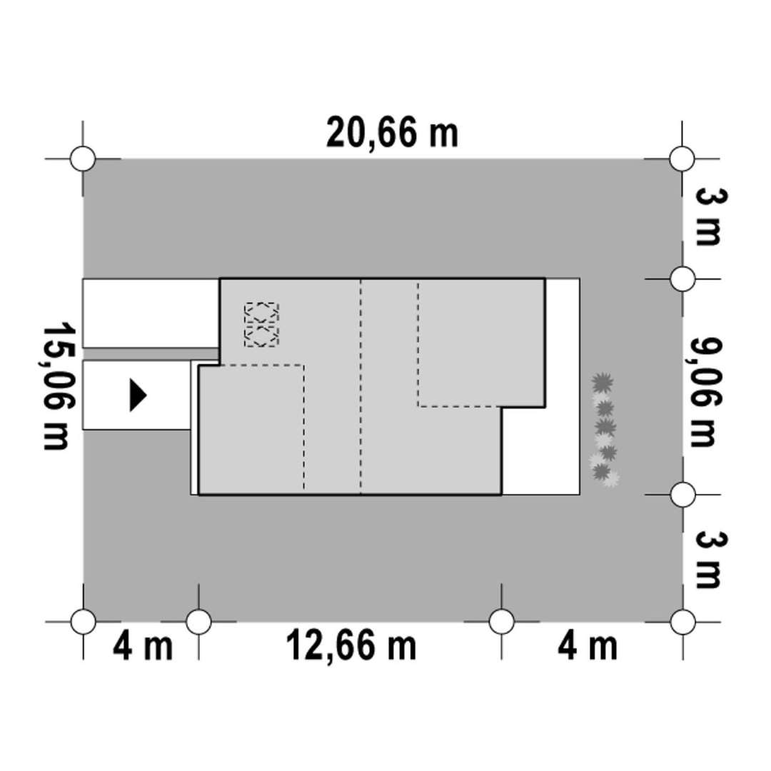 Plan amplasament Casă cu mansardă 130 mp utili, un dormitor, 2 băi