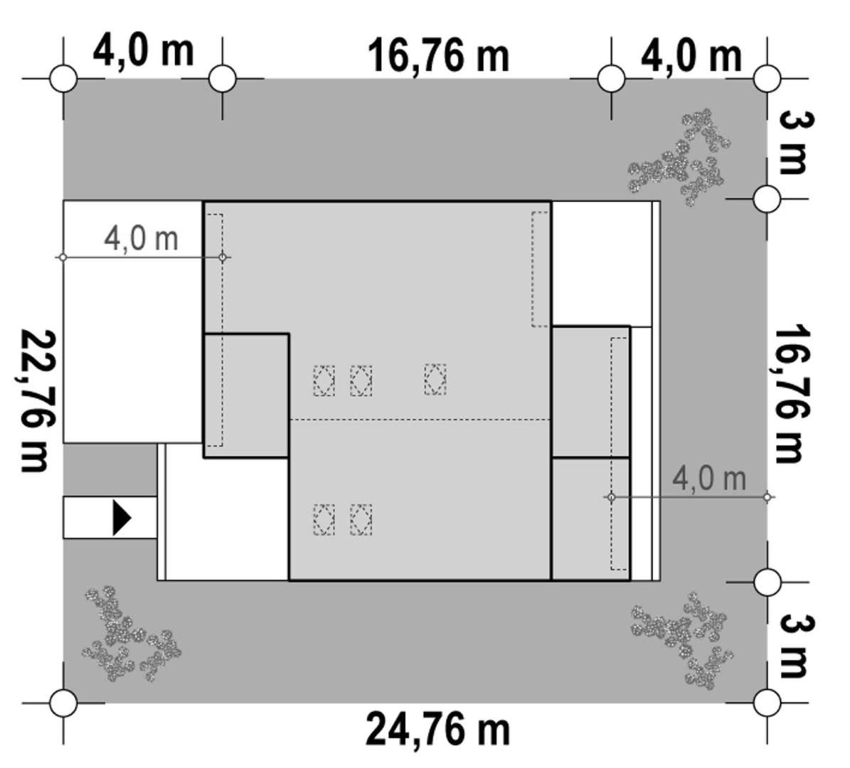 Plan amplasament Casă cu mansardă 157 mp utili, 2 dormitoare, 3 băi