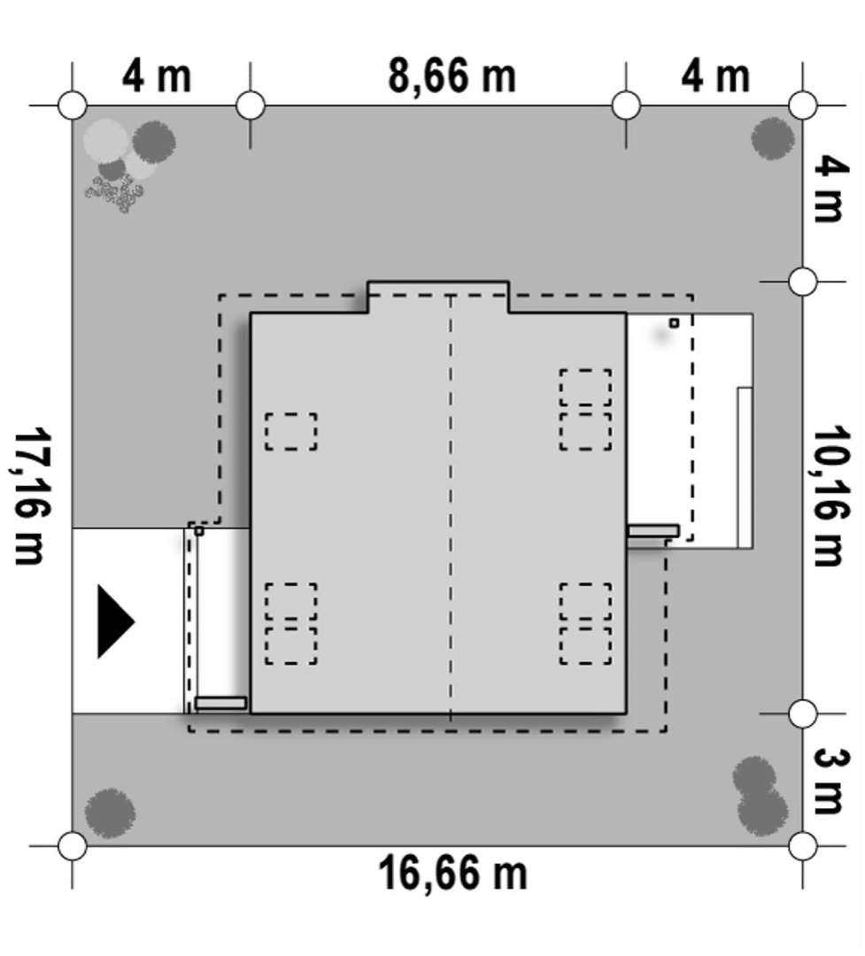 Plan amplasament Casă cu mansardă 100 mp utili, un dormitor, 2 băi