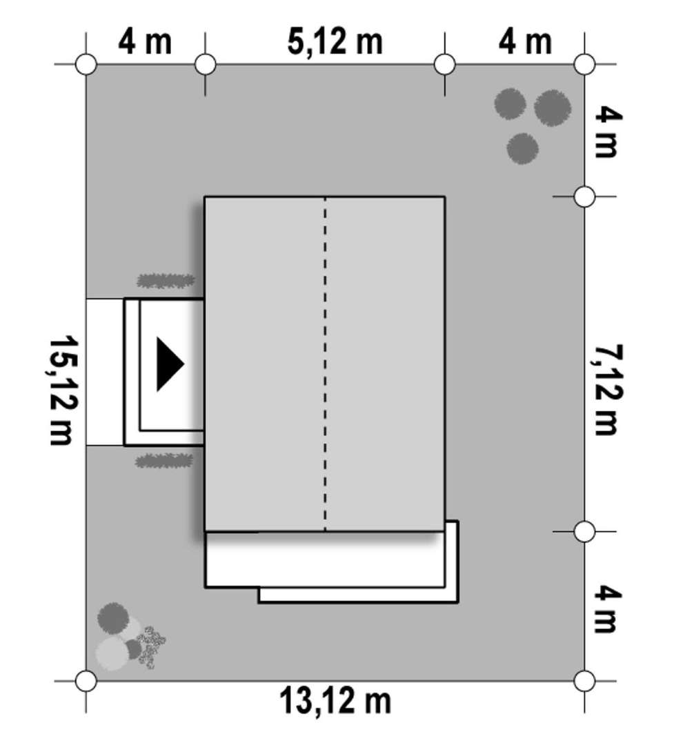 Plan amplasament Casă cu mansardă 46 mp utili, un dormitor, o baie