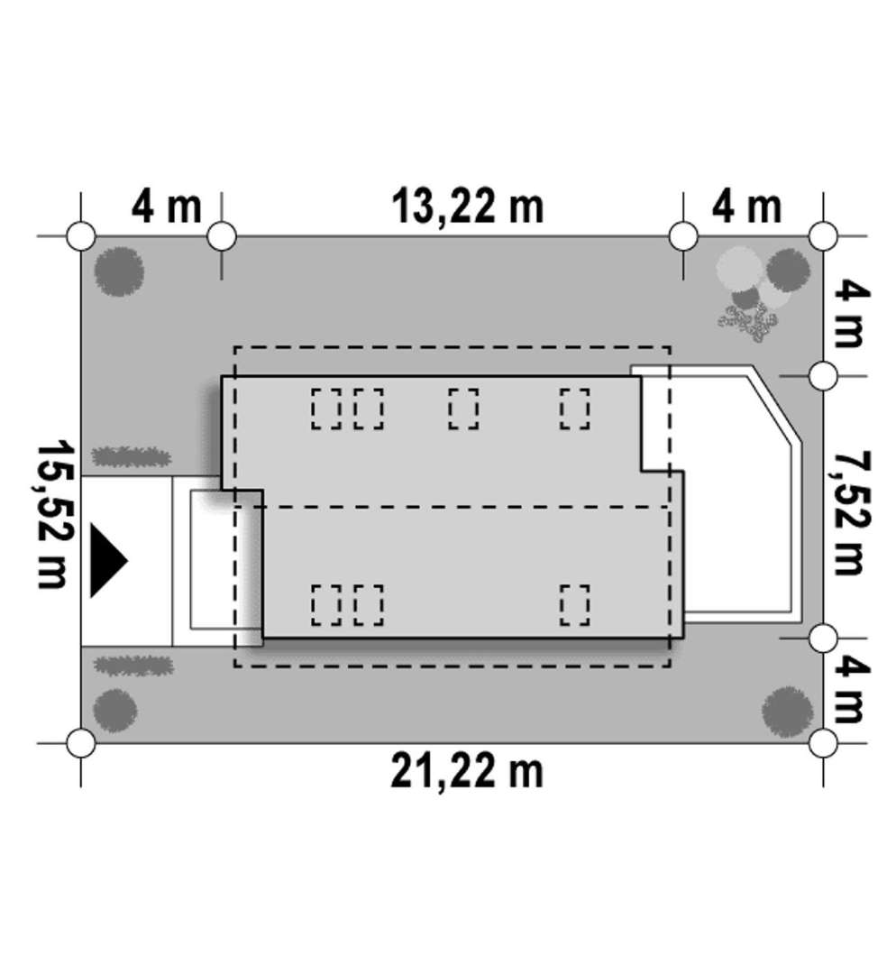 Plan amplasament Casă cu mansardă 97 mp utili, un dormitor, 2 băi