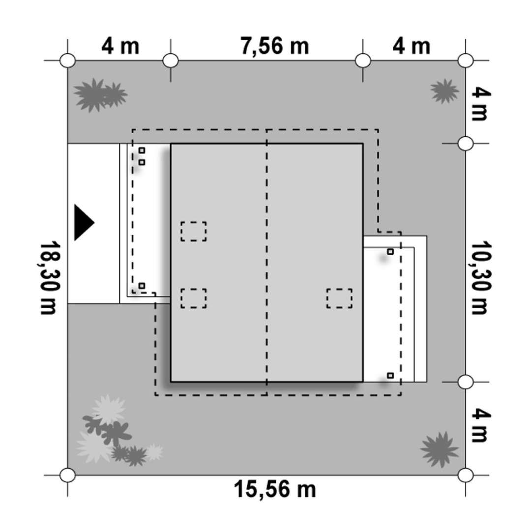 Plan amplasament Casă cu mansardă 88 mp utili, un dormitor, 2 băi