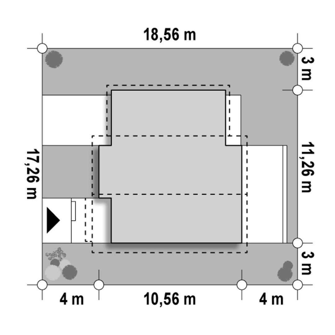 Plan amplasament Casă cu mansardă 100 mp utili, un dormitor, 2 băi