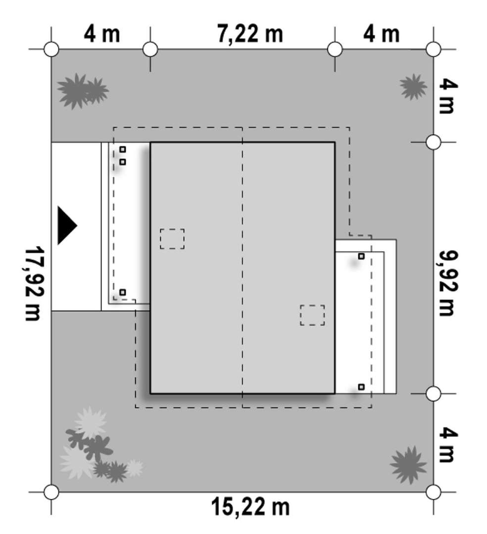 Plan amplasament Casă cu mansardă 88 mp utili, un dormitor, 2 băi