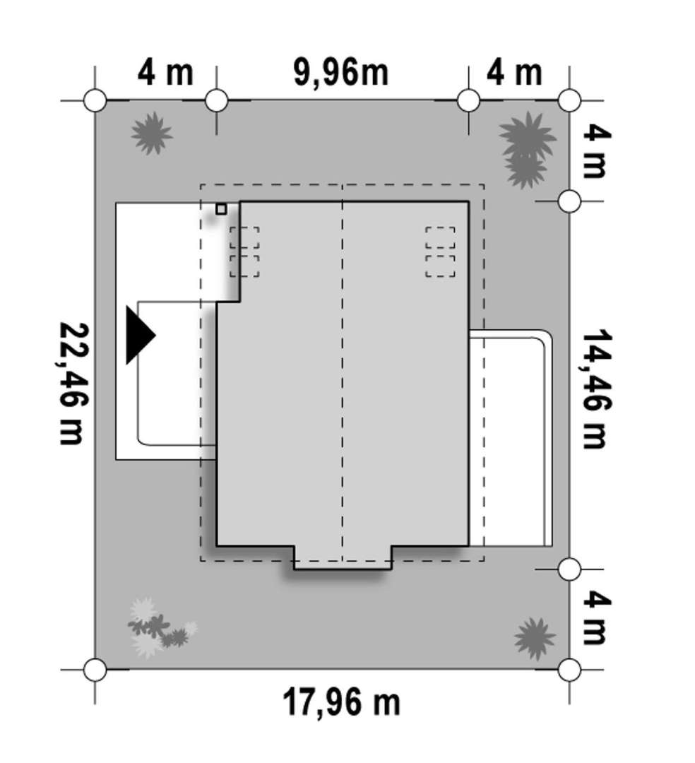 Plan amplasament Casă cu mansardă 156 mp utili, un dormitor, 2 băi