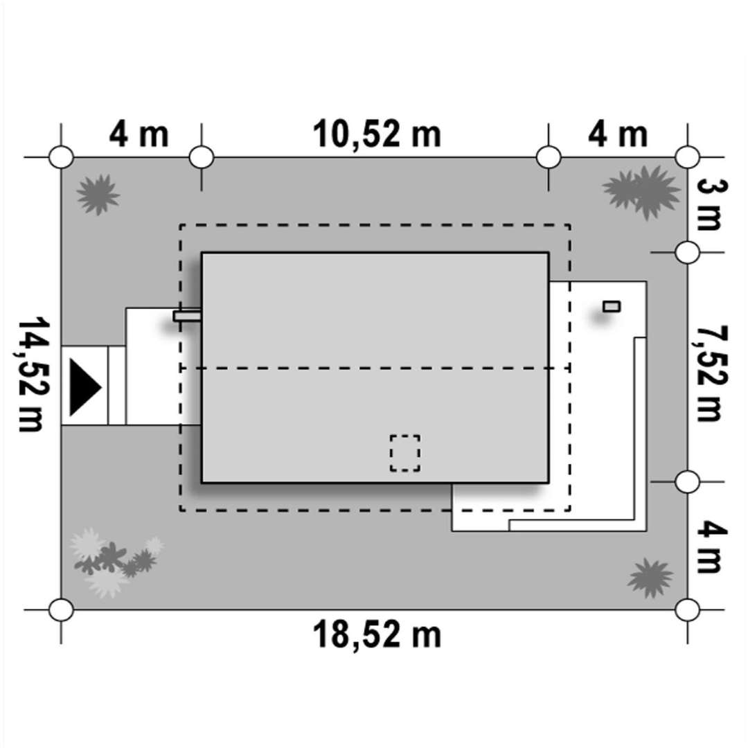 Plan amplasament Casă cu mansardă 101 mp utili, un dormitor, o baie
