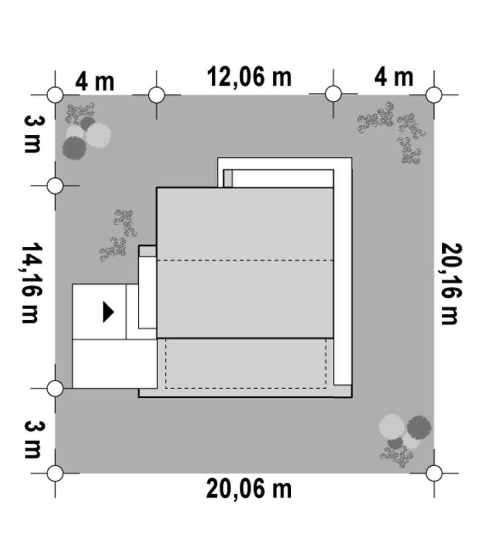 Plan amplasament Casă cu mansardă 148 mp utili, un dormitor, 3 băi
