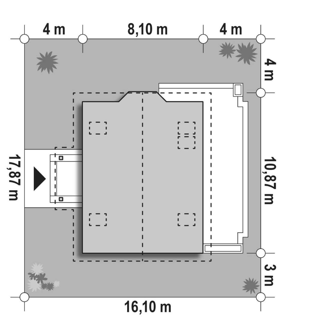 Plan amplasament Casă cu mansardă 109 mp utili, un dormitor, 2 băi