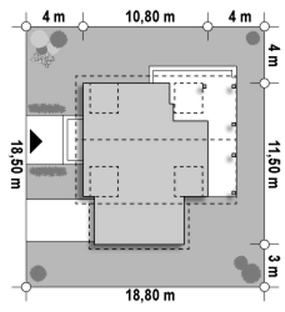 Plan amplasament Casă cu mansardă 91 mp utili, un dormitor, 2 băi