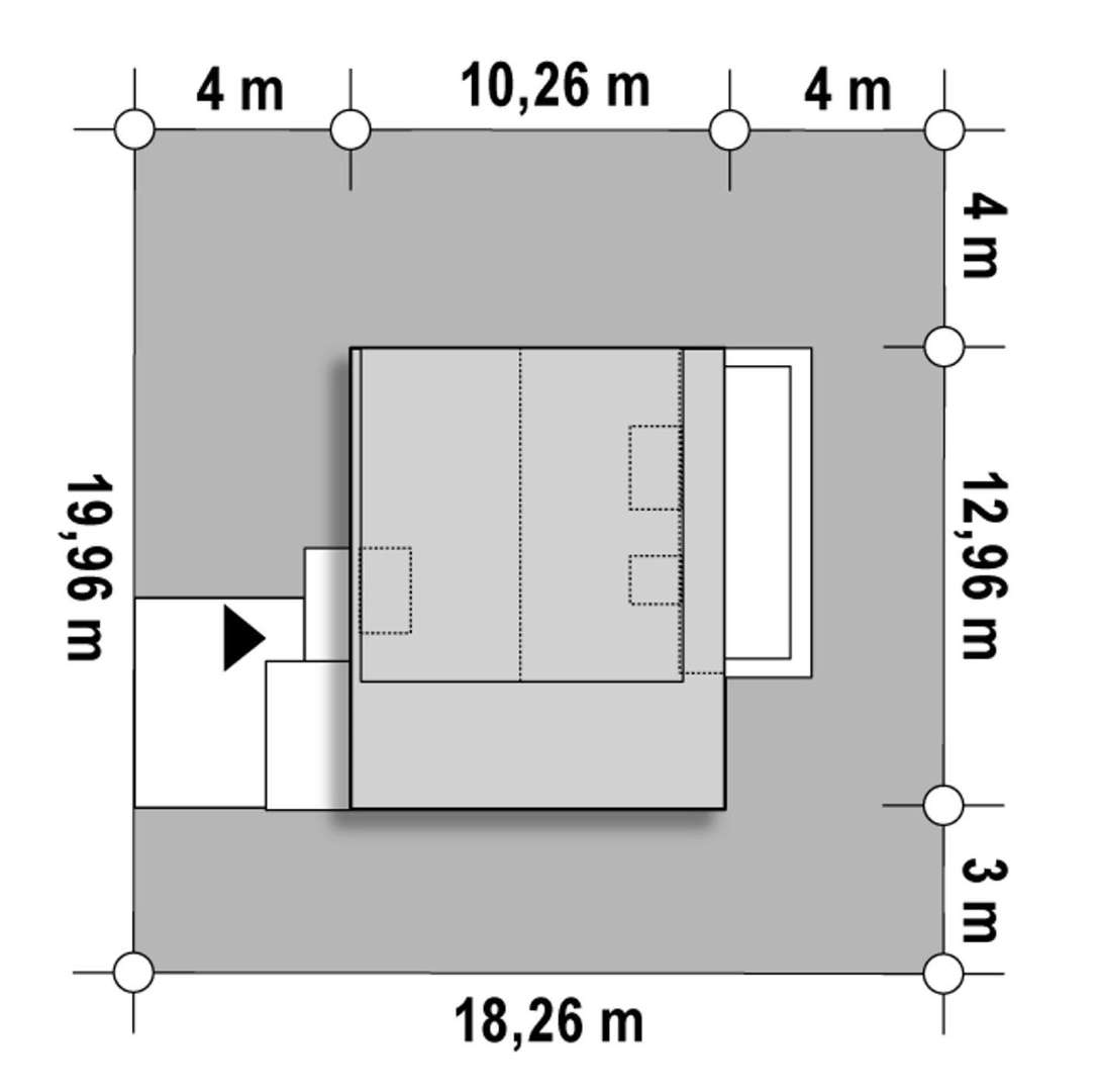 Plan amplasament Casă cu mansardă 113 mp utili, un dormitor, 2 băi