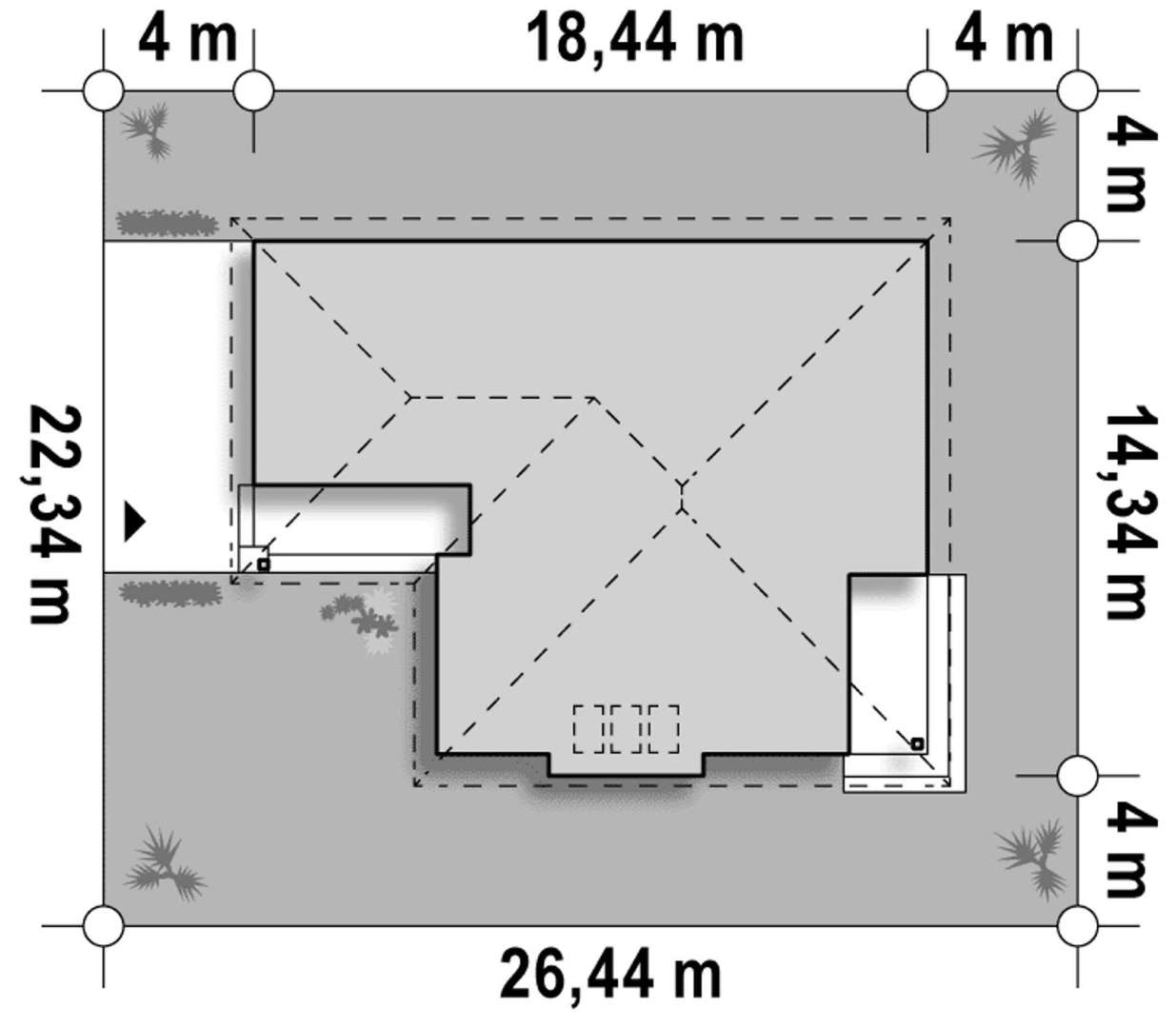 Plan amplasament Casă cu mansardă 192 mp utili, 2 dormitoare, 2 băi