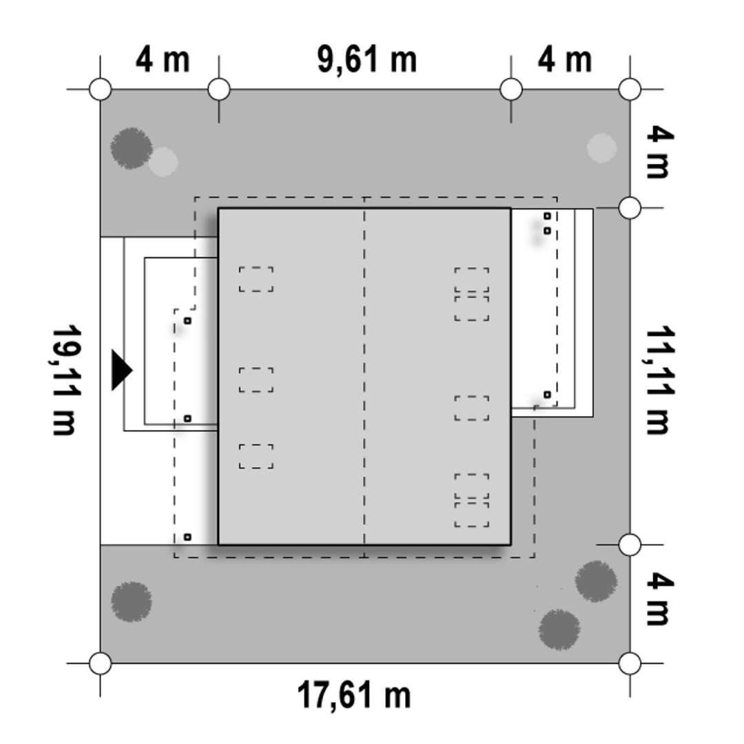 Plan amplasament Casă cu mansardă 121 mp utili, un dormitor, 2 băi