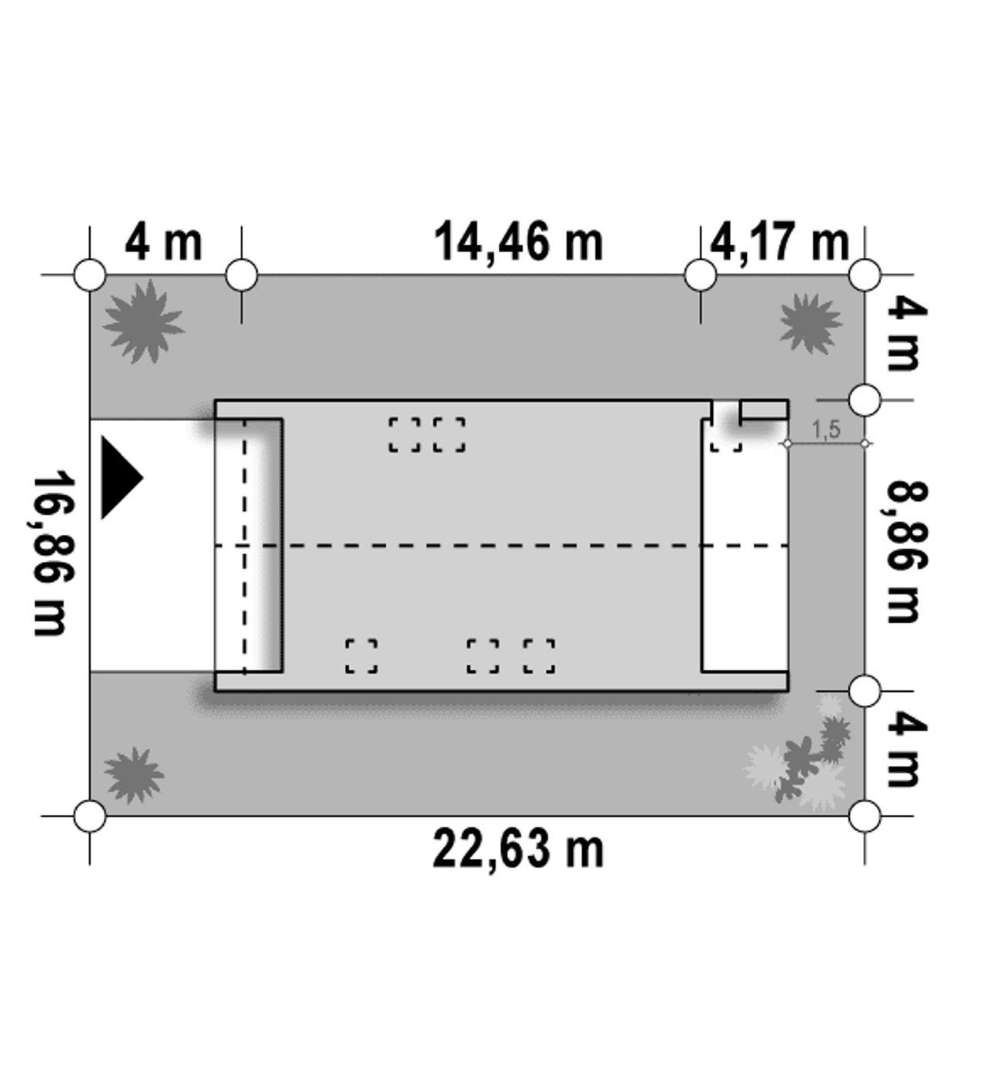 Plan amplasament Casă cu mansardă 110 mp utili, un dormitor, 2 băi