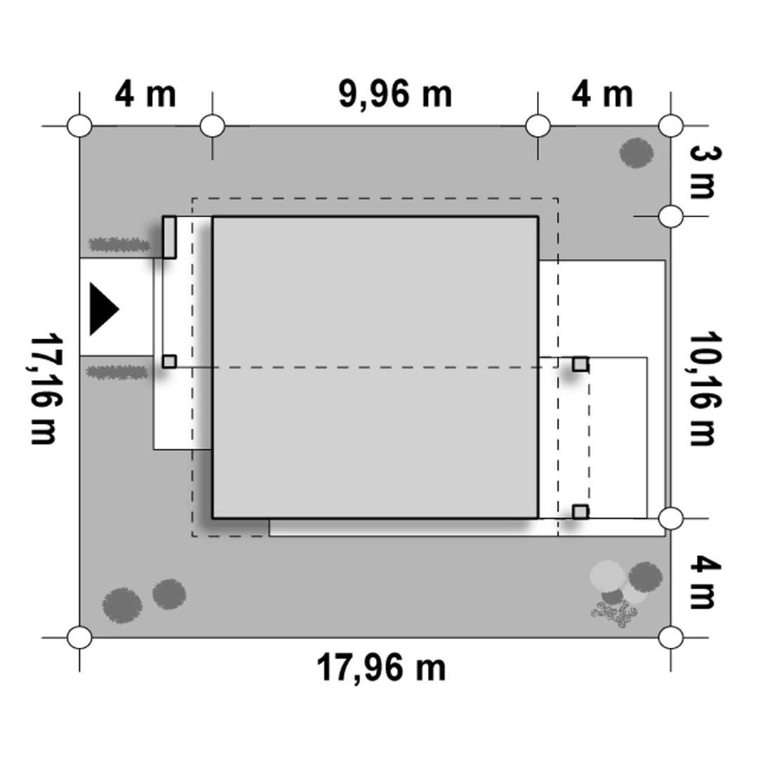 Plan amplasament Casă cu mansardă 134 mp utili, un dormitor, 2 băi