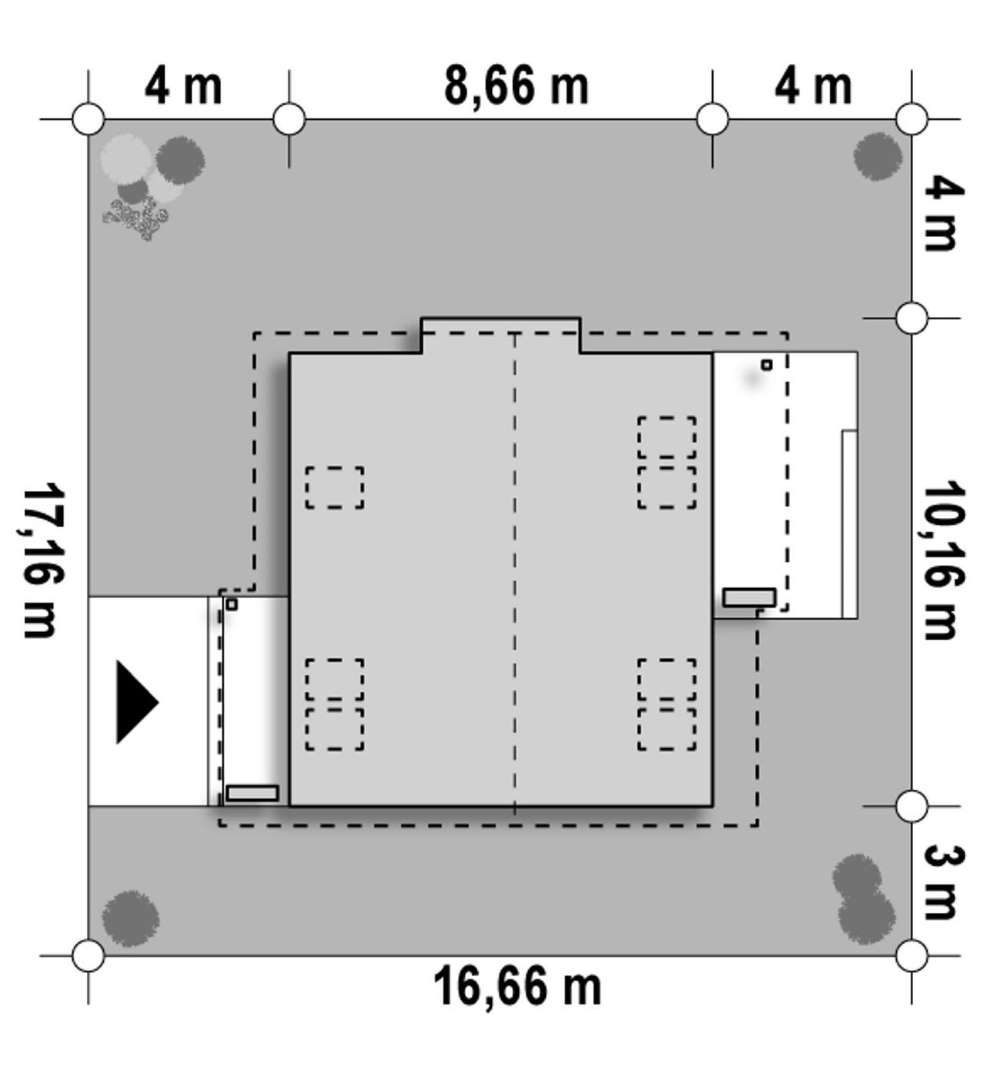 Plan amplasament Casă cu mansardă 100 mp utili, un dormitor, 2 băi