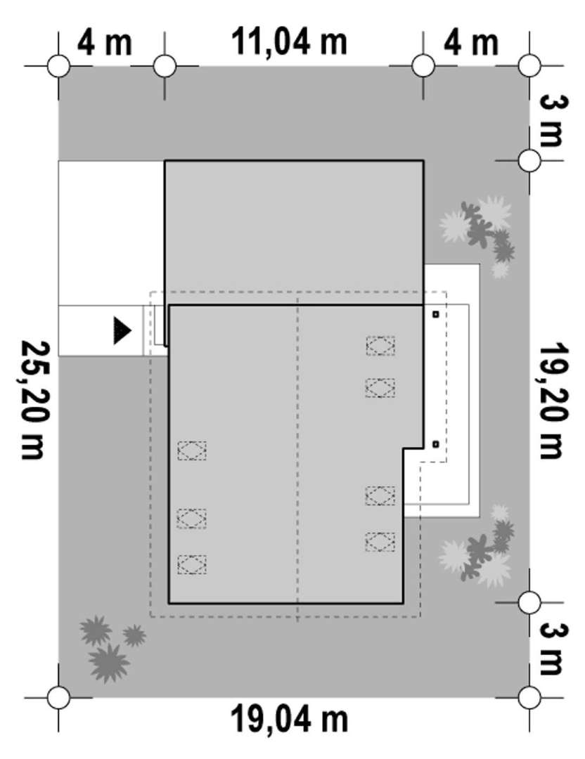Plan amplasament Casă cu mansardă 173 mp utili, 3 dormitoare, 2 băi