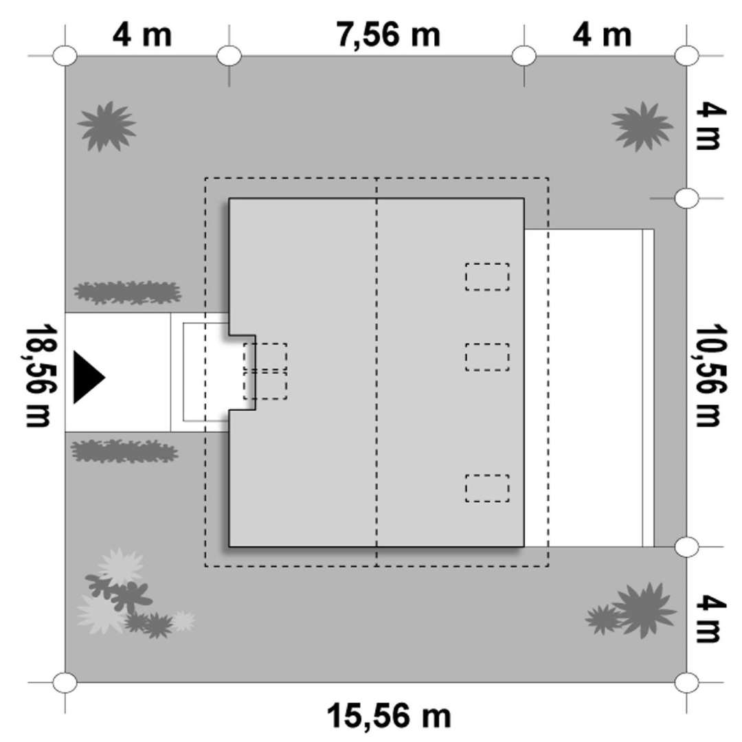 Plan amplasament Casă cu mansardă 90 mp utili, un dormitor, 2 băi