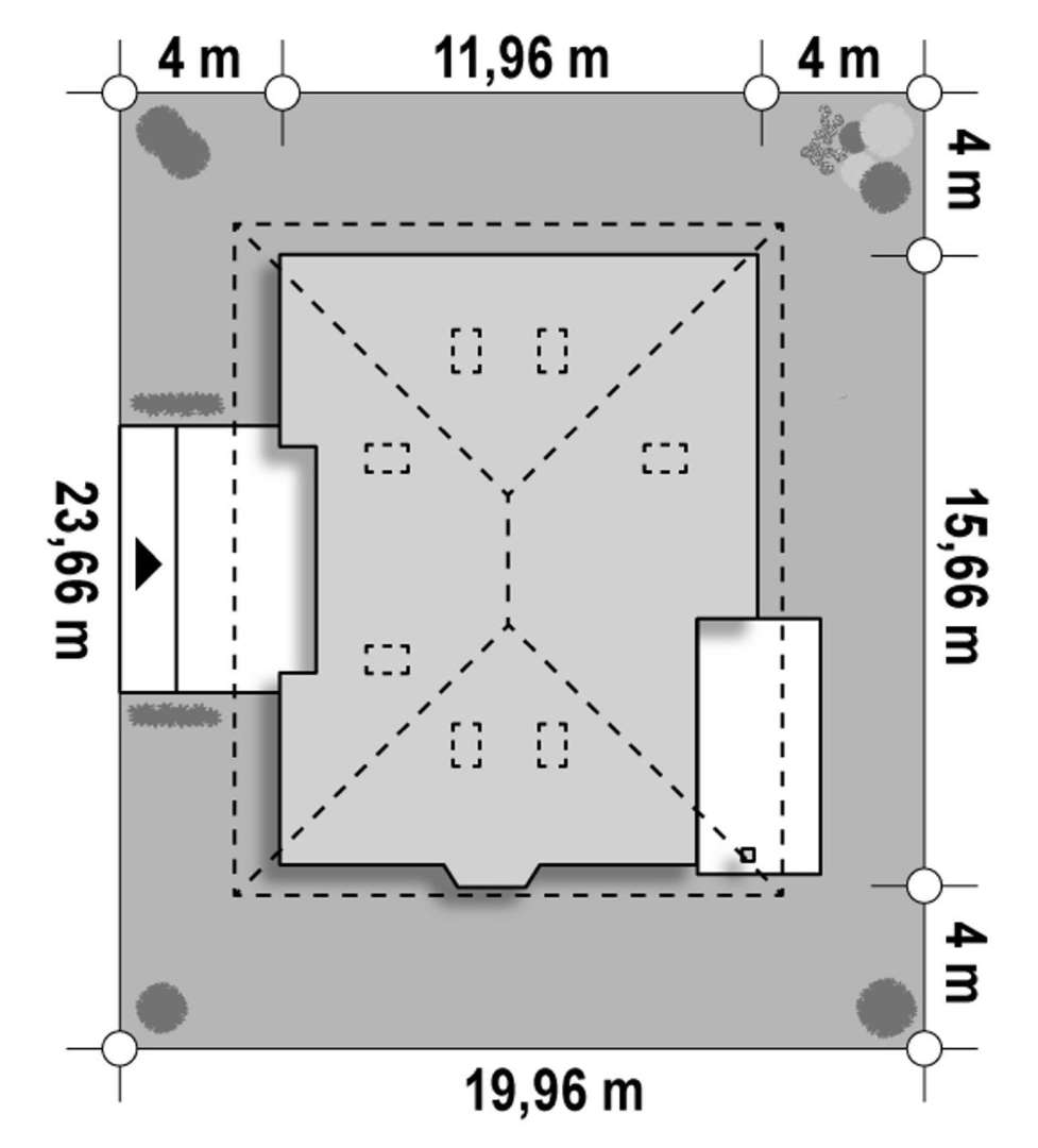 Plan amplasament Casă cu mansardă 175 mp utili, 3 dormitoare, o baie