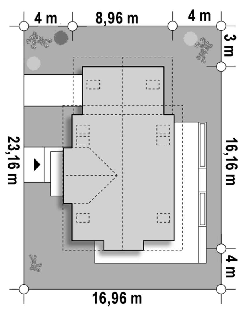 Plan amplasament Casă cu mansardă 148 mp utili, un dormitor, 3 băi