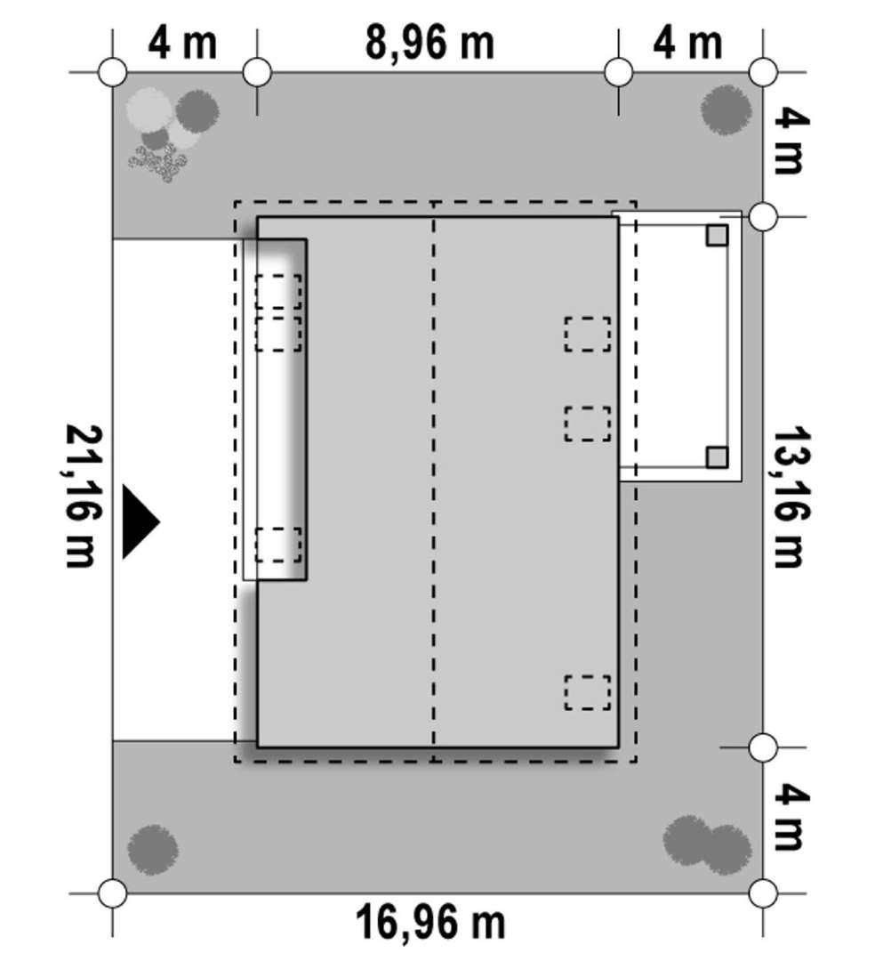 Plan amplasament Casă cu mansardă 124 mp utili, un dormitor, 3 băi