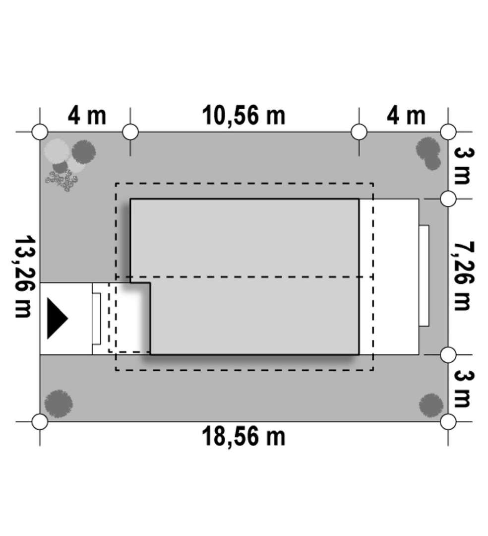 Plan amplasament Casă cu mansardă 105 mp utili, un dormitor, 2 băi
