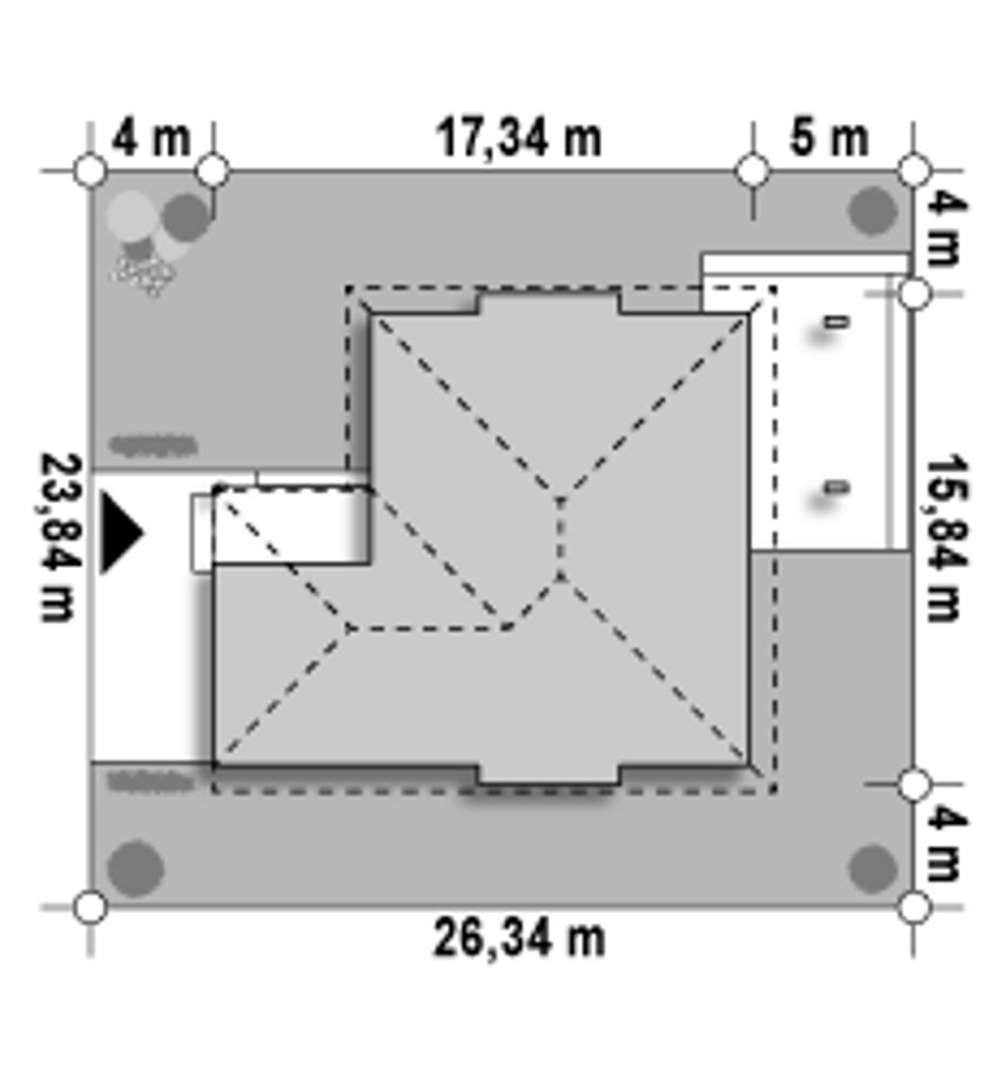 Plan amplasament Casă cu mansardă 194 mp utili, 3 dormitoare, 2 băi