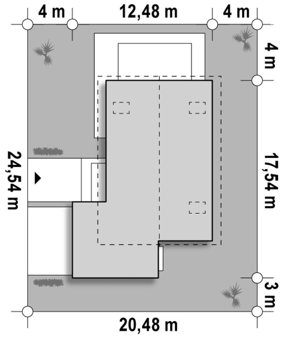 Plan amplasament Casă cu mansardă 187 mp utili, un dormitor, 2 băi