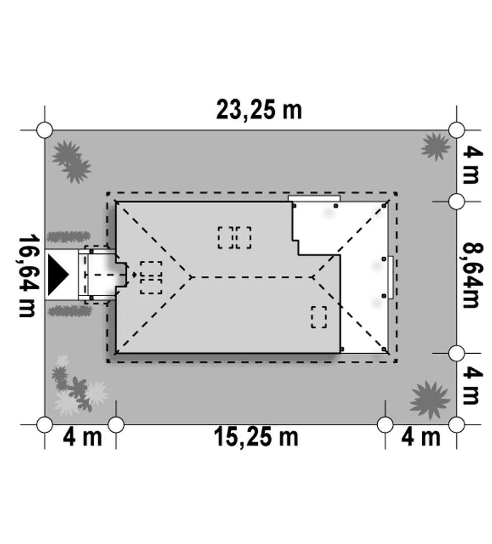 Plan amplasament Casă cu mansardă 117 mp utili, 3 dormitoare, o baie