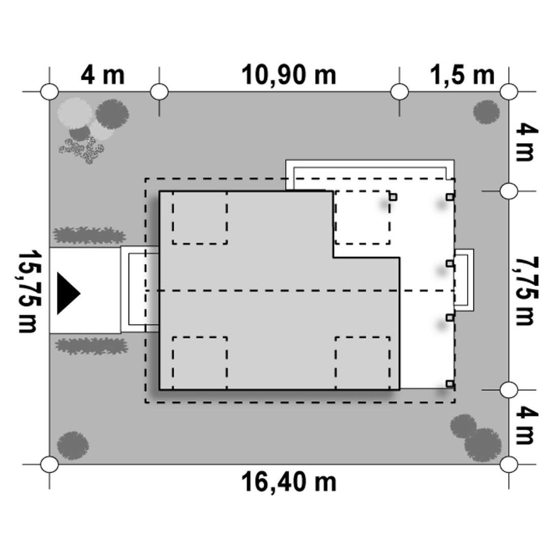 Plan amplasament Casă cu mansardă 85 mp utili, un dormitor, 2 băi