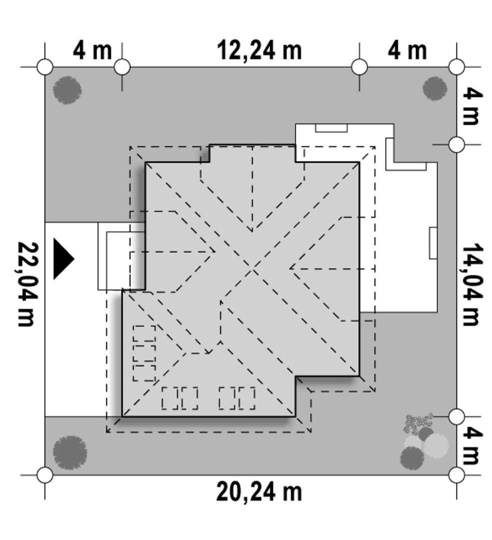 Plan amplasament Casă cu mansardă 158 mp utili, un dormitor, 3 băi