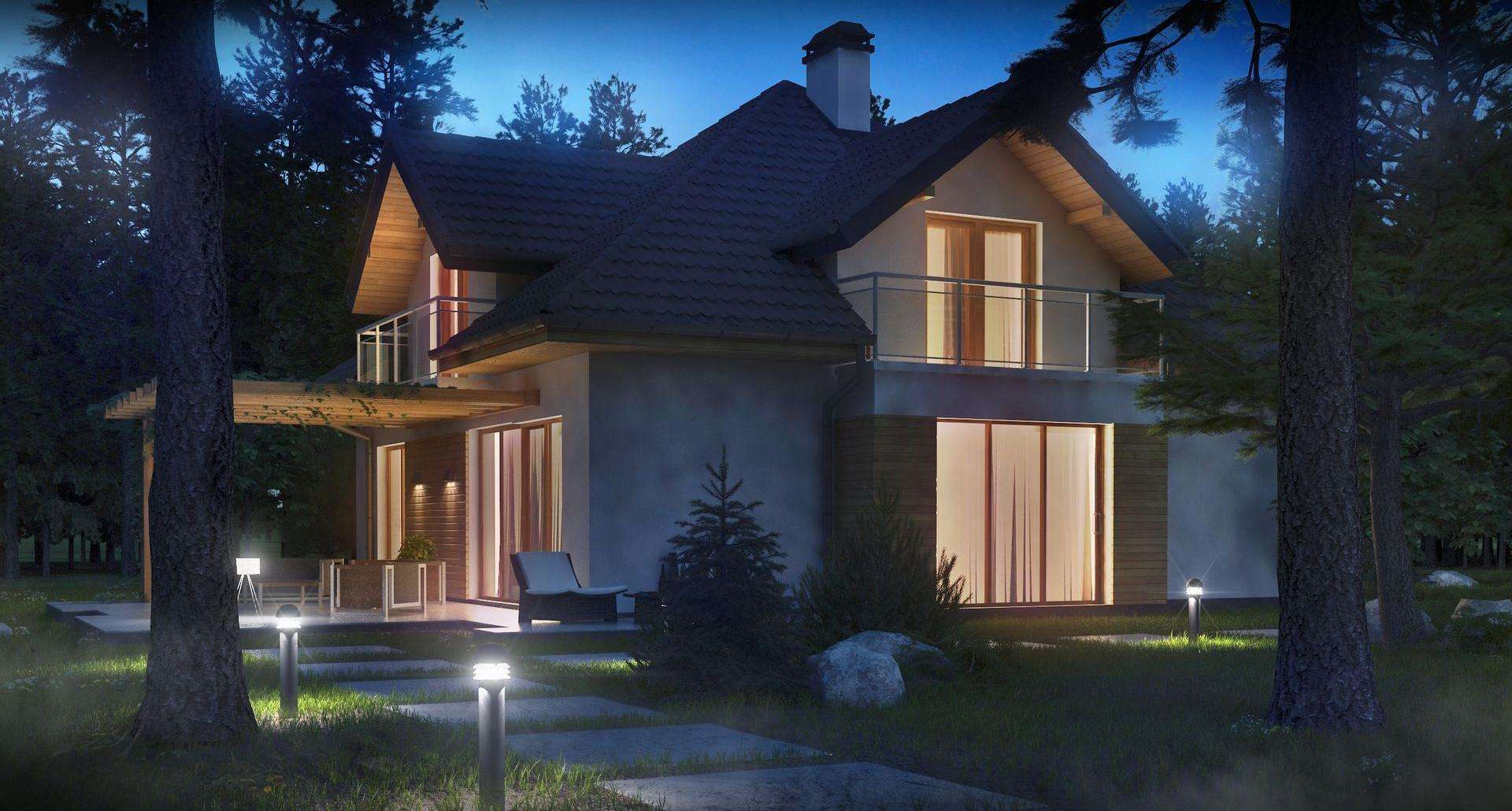 Fatada Casă cu mansardă 158 mp utili, un dormitor, 3 băi