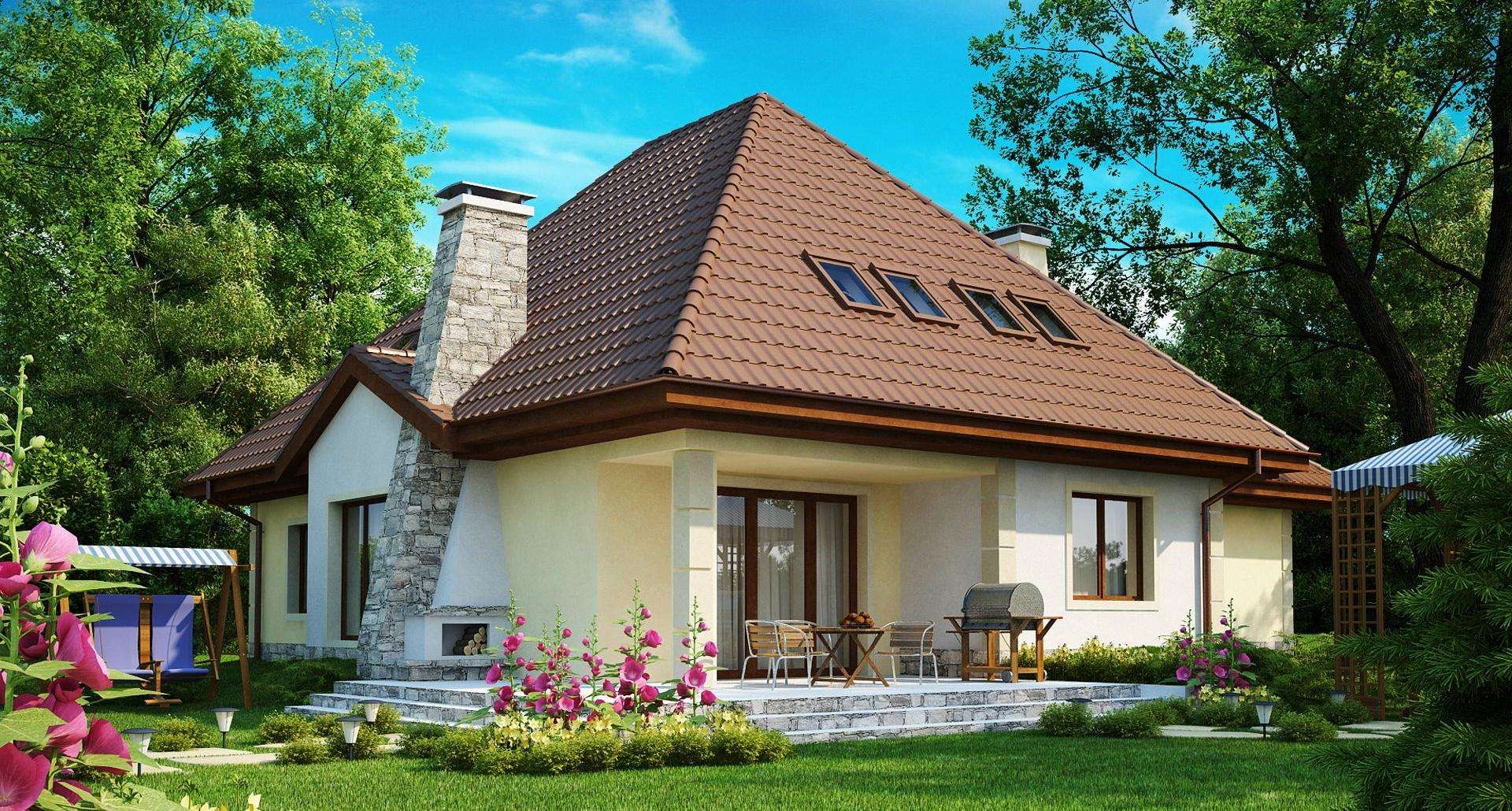 Fatada Casă cu mansardă 188 mp utili, un dormitor, o baie