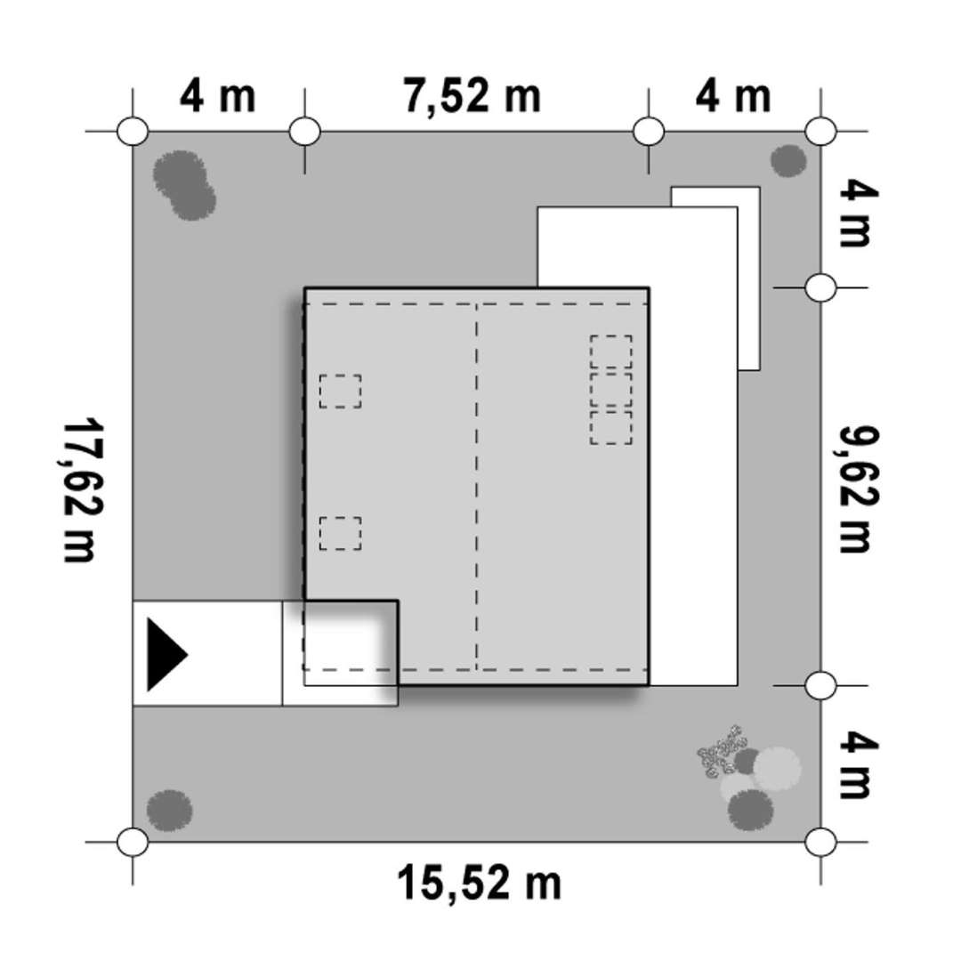 Plan amplasament Casă cu mansardă 86 mp utili, un dormitor, o baie